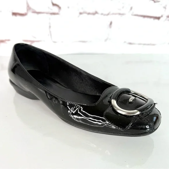 COLE HAAN NIKE AIR COLLAB Size 5.5 Black Patent Leather Ballet Flat Slip Shoes - Picture 11 of 16